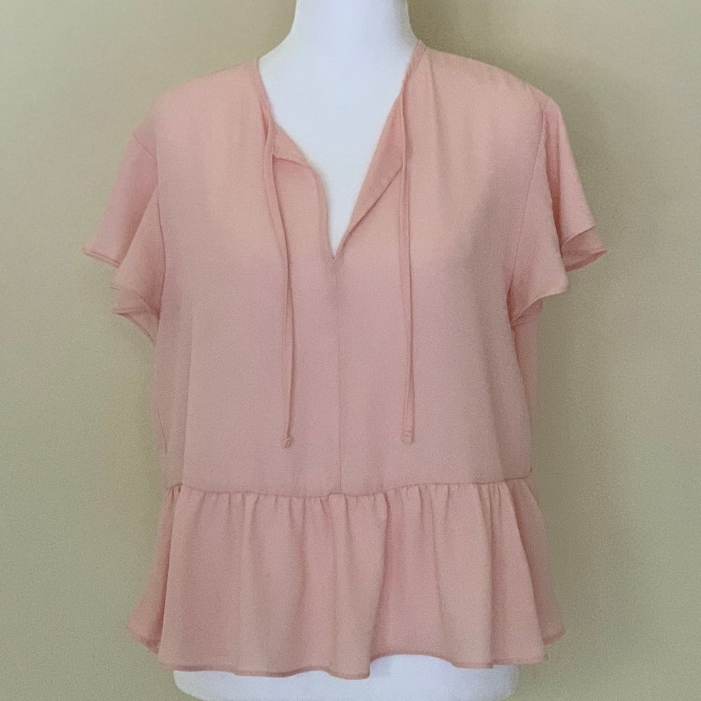 V-Neck Ruffled Sleeve Top